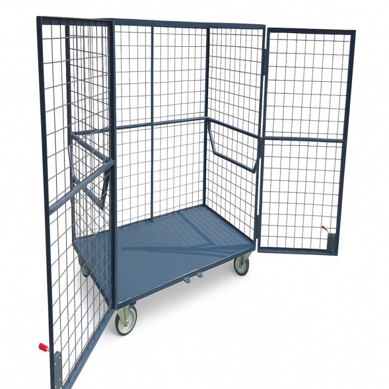 Складський сітчастий контейнер 1300×900×1300 мм з подвійними дверцятами і ручками